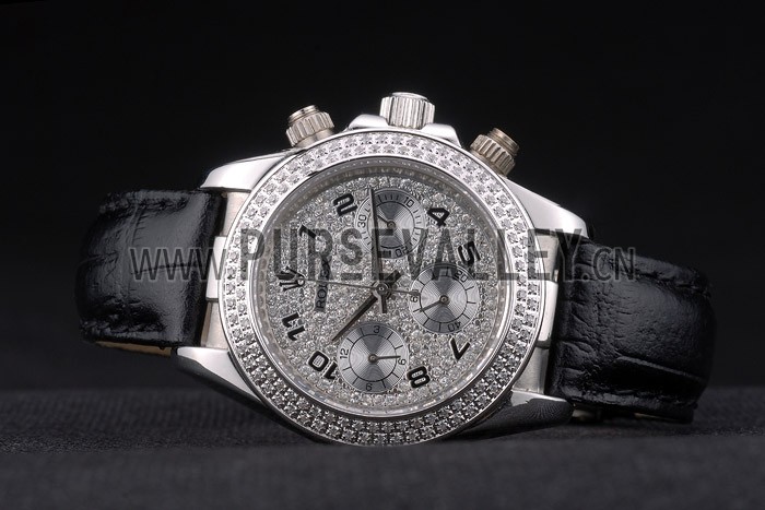 Rolex Daytona Lady Stainless Steel Case Crystal Studded Bezel Crystal Studded Dial