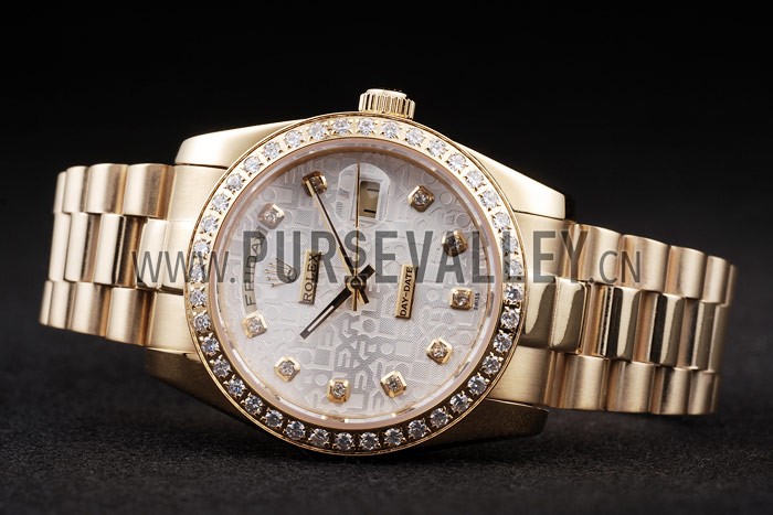 Rolex Day-Date 18k Yellow Gold Plated Stainless Steel White Dial