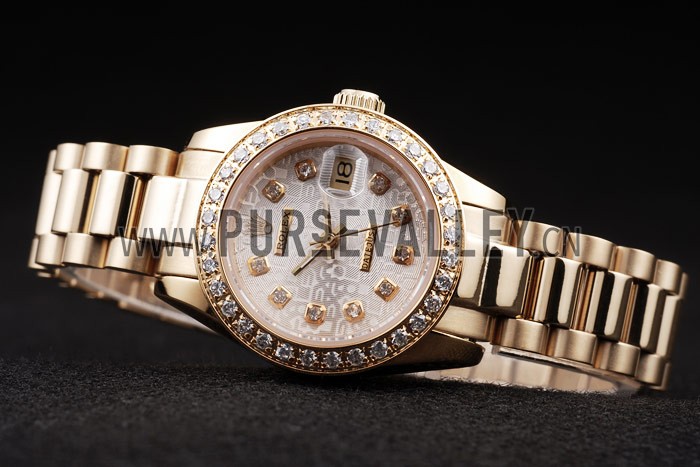 Rolex Datejust 18k Yellow Gold Plated Stainless Steel Diamond Plated 98076
