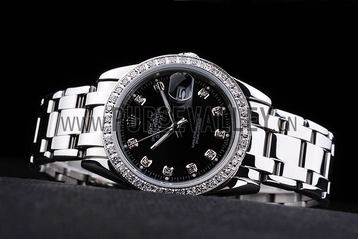 Rolex DateJust Black Dial Diamond Bezel Stainless Steel Bracelet