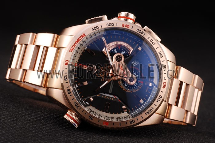 Tag Heuer Carrera Rose Gold Case Black Dial