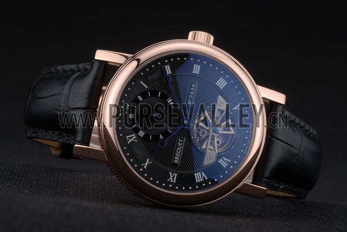 Breguet Classique Complications Rose Gold Case Black Leather Strap 80156