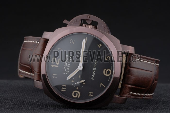 Panerai Luminor Brown Leather Strap Black Dial 80161