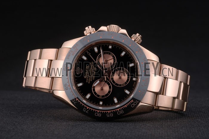 Rolex Daytona Black Ion Plated Tachymeter Rose Gold Strap Black Dial 80245