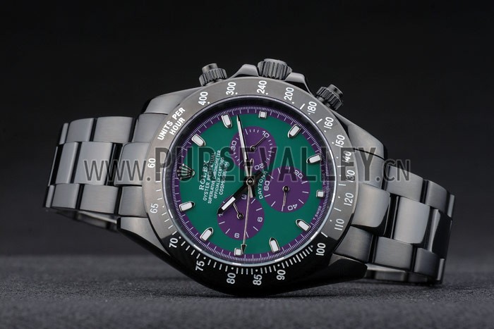 Rolex Daytona Black Ion Plated Tachymeter Black Stainless Steel Strap Green Dial 80246