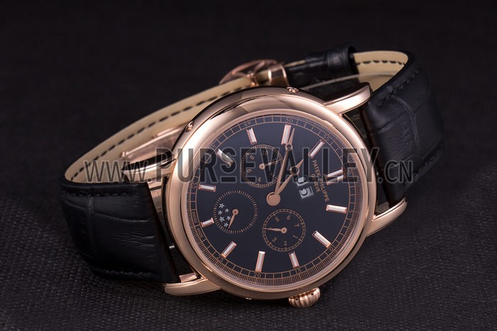 Patek Philippe Grand Complications Rose Gold Bezel Black Croco Strap 80292