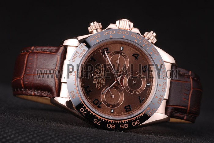 Rolex Daytona Rose Gold Case Brown Dial Brown Leather Strap