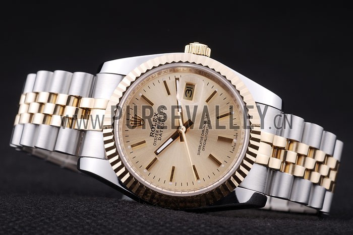 Rolex Datejust Gold Dial Ribbed Bezel 7450