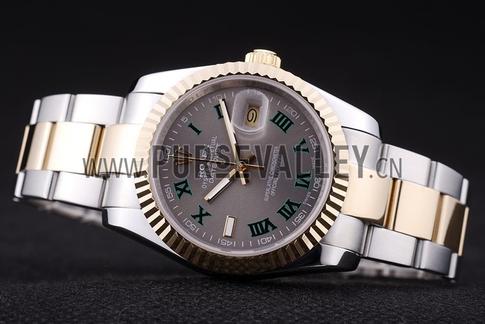 Rolex Datejust Grey Dial Ribbed Bezel 7460