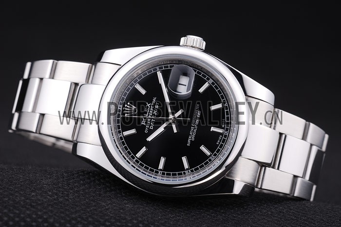 Rolex Datejust Polished Silver Bezel Black Dial 7467