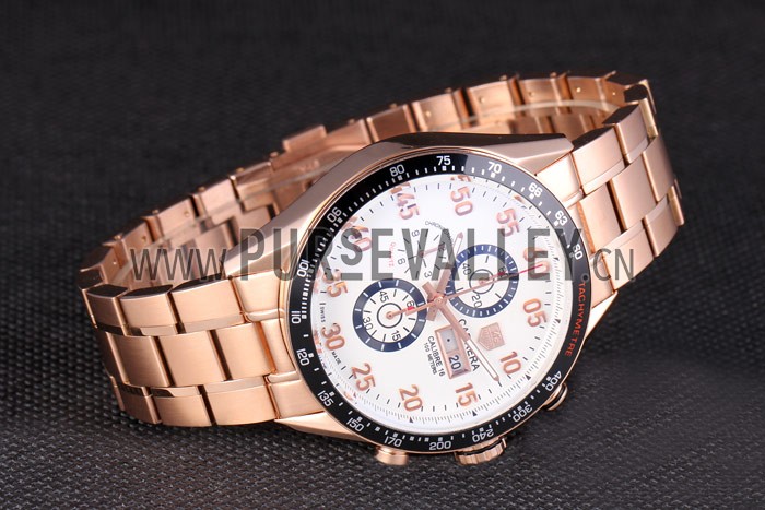 Tag Heuer Carrera Rose Gold Bracelet White Dial 801442