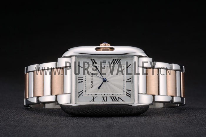 Cartier Tank Anglaise 36mm White Dial Stainless Steel Case Two Tone Bracelet