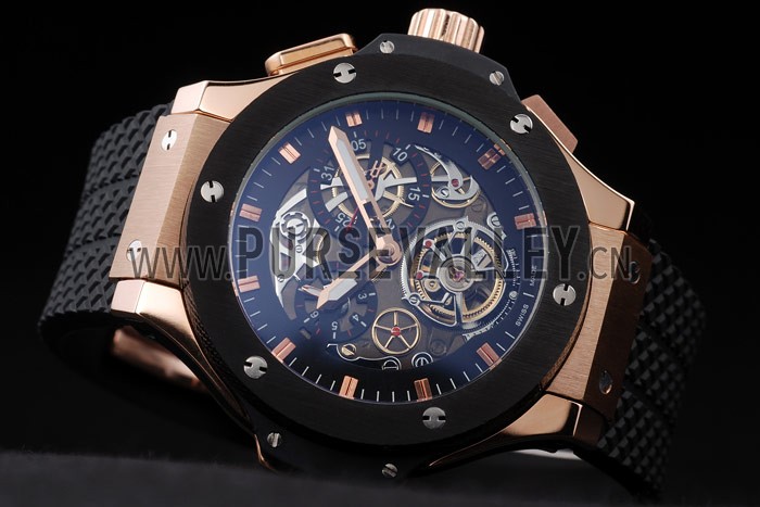 Hublot King Power Tourbillon Black Strap Gold Dial