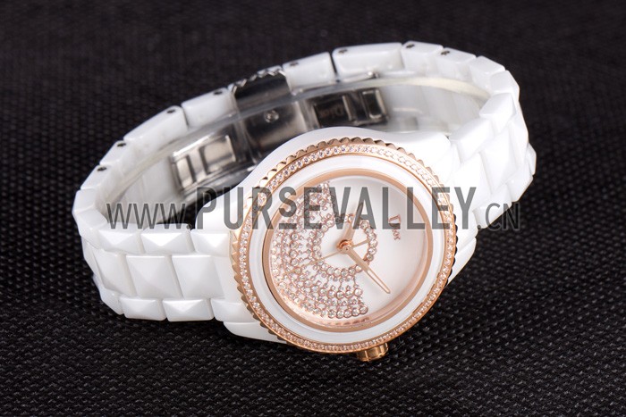 Dior VIII Grand Bal Rose Gold Bezel White Bracelet cd07 621360