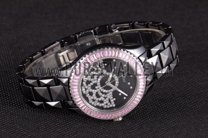 Dior VIII Baguette Cut Pink Diamonds with Diamond Encrusted Dial cd14 621367