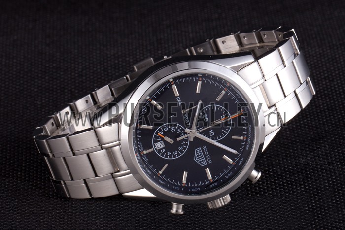 Tag Heuer SLR Polished Stainless Steel Case Black Dial Stainless Steel Strap
