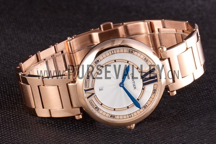 Cartier Ballon Bleu Rose Gold Stainelss Steel Strap White Dial 621453