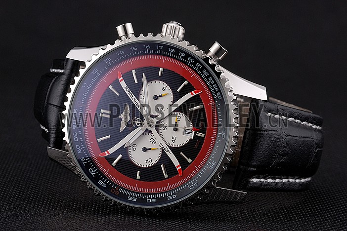 Breitling Certifie Black Leather Strap Black Dial Chronograph 80176