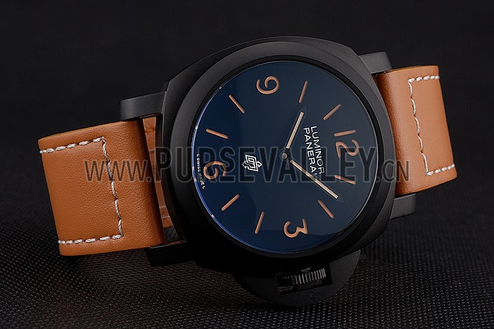 Panerai Luminor Ion Plated Stainless Steel Bezel Orange Leather Bracelet 622309