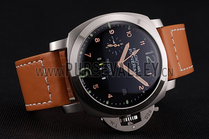 Panerai Radiomir Stainless Steel Bezel Orange Leather Bracelet 622317