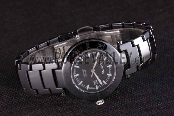 Cartier Pasha 34mm Black Dial Black Ceramic Case Rubber Bracelet