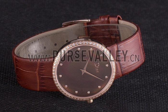 La D de Dior Brown Leather Strap with Brown Dial 621511