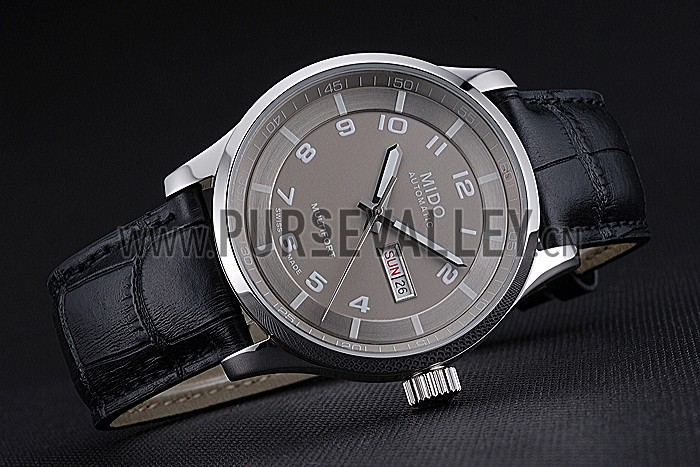 Mido Multifort Grey Dial Black Leather Strap 622179