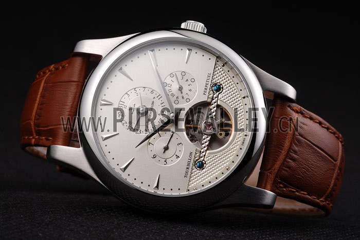 Jaeger Le Coultre Master Control Tourbillon White Dial Brown Leather Strap