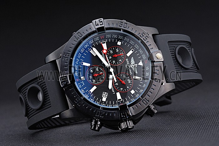 Breitling Avenger Seawolf Ion Plated Steinless Steel Case Black Dial Rubber Bracelet 622240