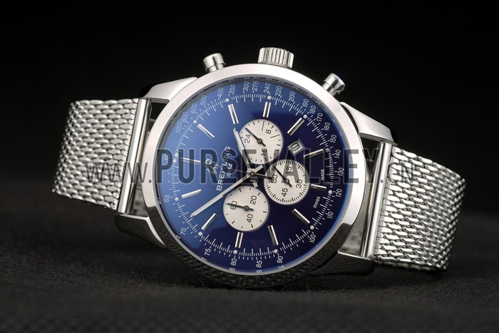 Breitling Transocean Stainless Steel Case Blue Dial