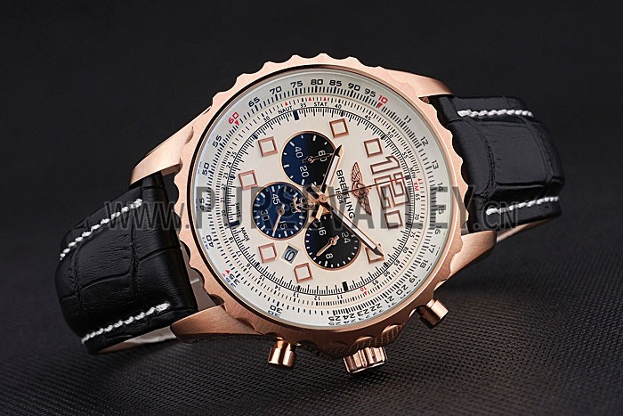 Breitling Navitimer Rosegold Bezek Leather Strap White Dial