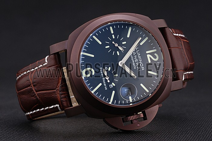 Panerai Luminor Brown Leather Strap Black Dial 80162