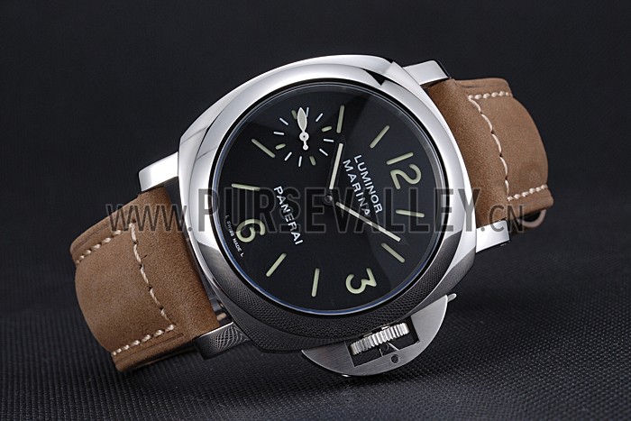 Panerai Luminor Marina Stainless Steel Bezel Khaki Leather Bracelet 622311