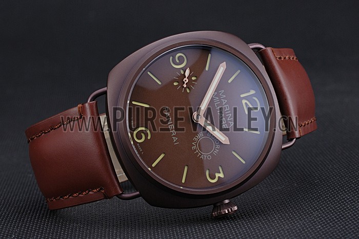 Panerai Luminor Marina Militare Purple Stainless Steel Bezel Brown Bracelet 622321
