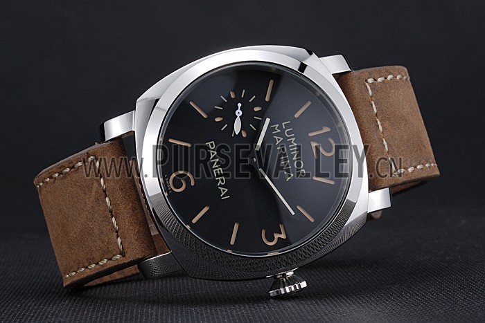 Panerai Luminor Marina Stainless Steel Bezel Khaki Leather Bracelet 622322