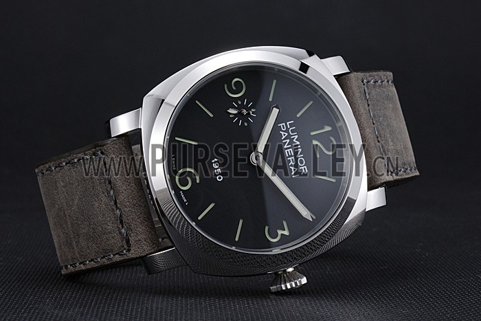 Panerai Luminor Stainless Steel Bezel Grey Leather Bracelet 622323
