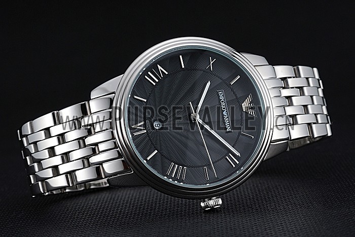 Emporio Armani Classic Black Dial Stainless Steel Bracelet 622334