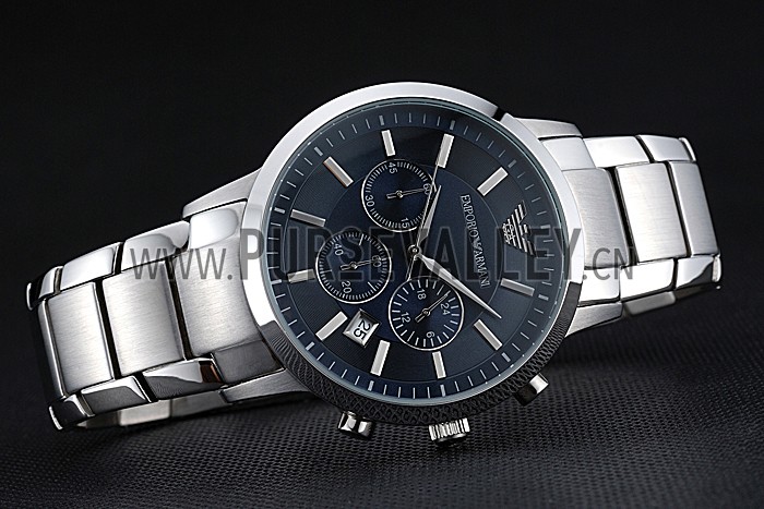 Emporio Armani Classic Chronograph Dark Blue Dial Stainless Steel Bracelet 622338