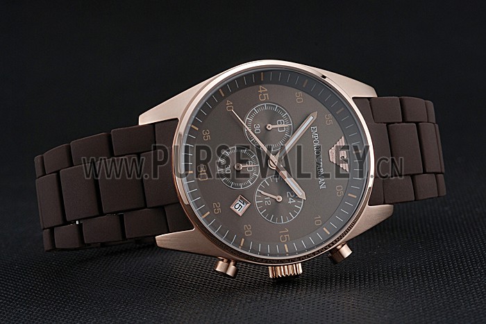Emporio Armani Sportivo Chronograph Brown Dial Gold Case Brown Bracelet 622346