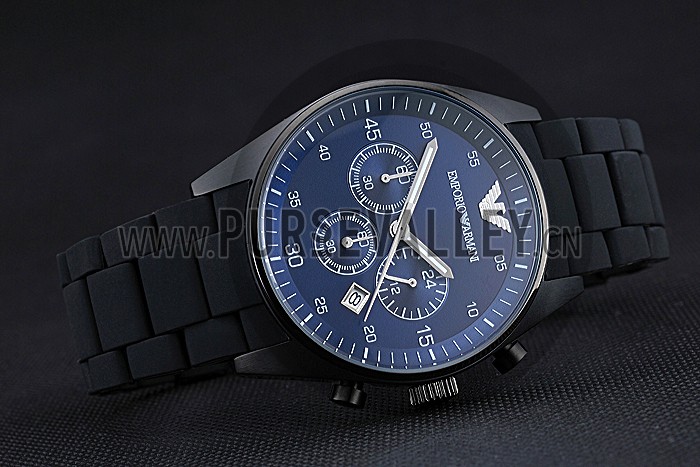 Emporio Armani Sportivo Chronograph Blue Dial Ion-plated Case Black Bracelet 622347