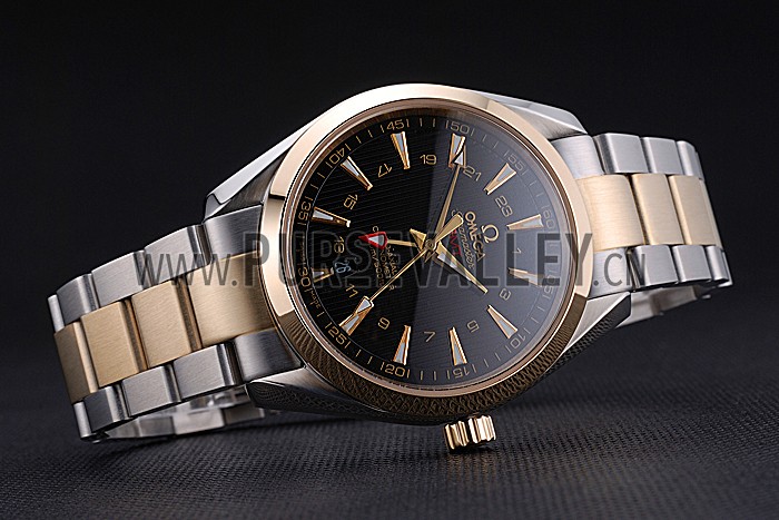 Omega Seamaster Planet Ocean GMT Black Dial Two Tone Band 622396