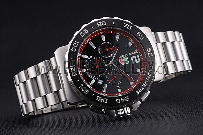 Tag Heuer Formula 1 Chronograph Black Dial Black Bezel Stainless Steel Band Red Numerals 622411