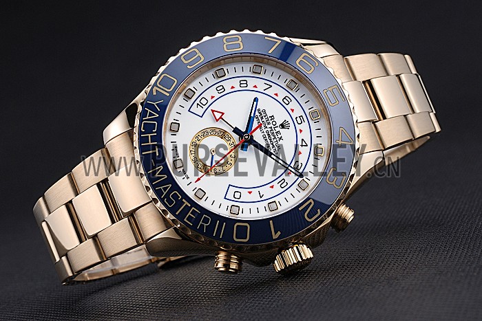 Rolex Yachtmaster II White Dial Blue Bezel Gold Bracelet 622271