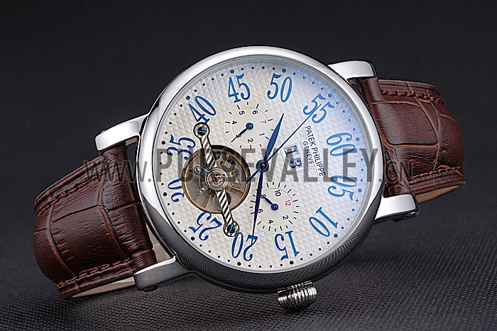 Patek Philippe Grand Complications Stainless Steel Case White Dial Roman Numerals Brown Leather Bracelet 622257