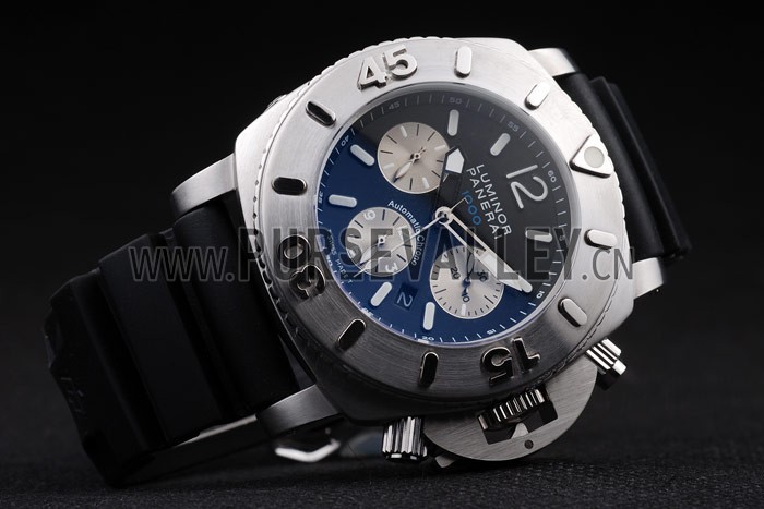 Panerai Luminor Brushed Stainless Steel Case Black Dial Black Rubber Strap 98166