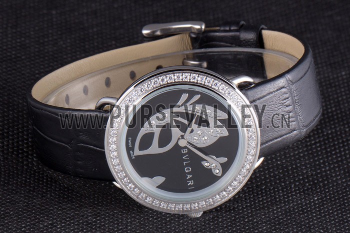 Bvlgari ZERO1 Butterfly Motif Black Leather Band Black Dial 621578