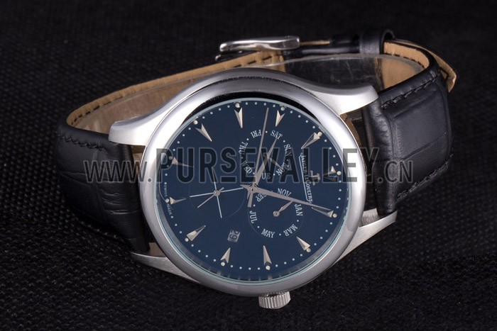Jaeger Lecoultre Master Silver Bezel Black Leather Band 621615