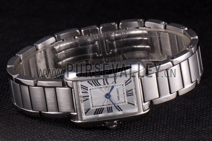 Cartier Tank Anglaise 23mm Silver Dial Stainless Steel Case And Bracelet