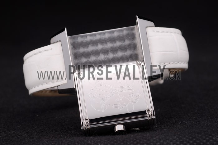 Jaeger le Coultre Reverso Squadro Lady White Leather Strap Pearl Dial 41970