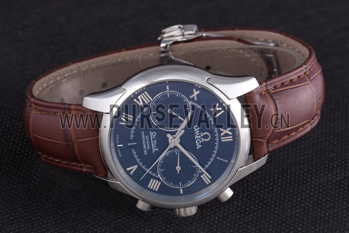 Omega DeVille Silver Bezel with Black Dial and Brown Leather Strap 621567